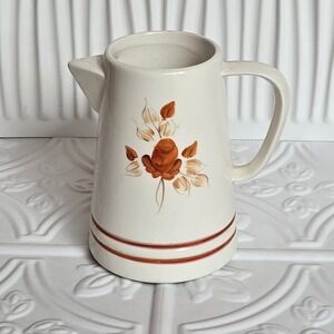 Vintage Lasting Products Inc USA Faux Creamer Pitcher Vase Orange Rose Floral‎